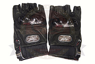 Перчатки PRO-BIKER MCS-04Н (без пальцев, защита) кожа (черные)