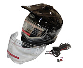 Шлем кроссовый со стеклом (туринг) СНЕГОХОДНЫЙ COBRA EC H331, черный, с ПОДОГРЕВОМ ВИЗОРА, размер L