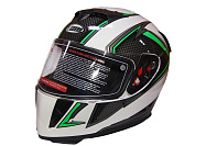 Шлем интеграл COBRA JK311, белый с черным и зеленым(9), размеры XL