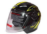 Шлем открытый 3/4 COBRA JK516, черный с зеленым(11), размеры S