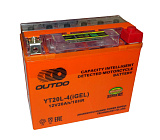 Аккумулятор 12В 20 А/ч  YT20L-4 iGEL, OUTDO  (177х88х154) гелевый, обратная пол.