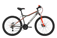 Велосипед 26" STARK Slash 1.D (22) (рама сталь 14,5", 16" 21ск, мех.диск) серый/красный, бел./оранж