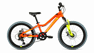 Велосипед 20" FORWARD TWISTER 2.0 (20", 7 ск., рама 10,5") 2022 оранж-желтый, зелен.-фиолетовый
