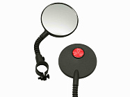 Зеркала Вело на хомуте, гибкая стойка, круглое с красным катафотом, D50мм