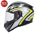 Шлем TVS RACING (Индия) STREET D/V BLACK YELLOW размер XXL, + пинлок в комплекте, очки