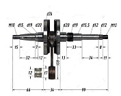 Коленвал 2х такт. Honda Dio50 AF27/28, Tact 30/31/51(М12,шлиц.14мм,d14мм,М10)