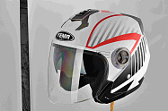 Шлем открытый YM-623 "YAMAPA", бело-красный, р-р XL(с АНТИкр,внутр солнцезащитн очки,прозр. визор,)