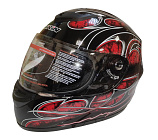 Шлем интеграл KIRIN K-22, черный, черн-крас матовый, черн-крас, размер M