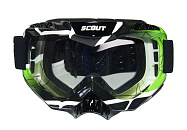 Очки мотокросс/спорт SCOUT (NK-1016) черн/зелен, резинка с силиконом, цветн упаковка