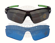 Очки солнцезащитные вело VG 02  со сменными серыми,голубыми линзами, black/green