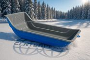 Сани волокуши снегоходные 1800 с отбойником, демпфером,накладками (1960х800/560х670) цвет СЕРО-СИНИЙ