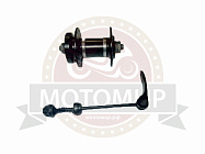 Втулка задняя MTB алюм. под трещ. 3/8"14G*32Н*135 на промоподш., с эксцент, под диск, черн (GB10RQS)