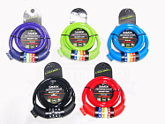 _Замок для велосипеда кодовый тросовый 10х1000мм, цвета в ассортименте, инд.упаковка