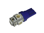 Лампа светодиодная (LED) 12V T10 (W2,1х9,5d) 5SMD 1,2W чип 3528 синяя Лампа светодиодная (LED) 12V T10 (W2,1х9,5d) 5SMD 1,2W чип 3528 синяя