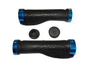 Грипсы для велосипеда 130мм, резина, анатомические, с алюминиевыми зажимами/ручки на руль, черные