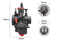 Карбюратор NIBBI Racing PWK28 (YJ), реком.двиг. 150-200 см3 (вход/выход 28 и 50 мм)