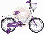 _Велосипед 16'' NOVATRACK BUTTERFLY (1ск, тормоз нож., крылья цвет, багажник хром) бело-фиолетовый