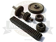 Набор №3 Буран СТАНДАРТ (вал нов. обр.) звезд Зх рядных + цепь 98 звен. Z19, Z43 В УПАКОВКЕ (КУ)