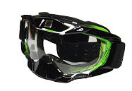 Очки мотокросс/спорт SCOUT (NK-1015) черн/зелен, резинка с силиконом, цветн упаковка