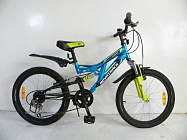 Велосипед 20" NOVATRACK SHARK (2х.подвес,6ск,МТВ,рама сталь,Vbr) 117118 синий Велосипед 20" NOVATRACK SHARK (2х.подвес,6ск,МТВ,рама сталь,Vbr) 117118 синий
